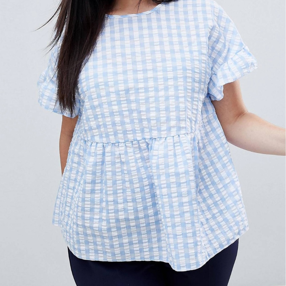 Gingham Ruffle Smock Top
